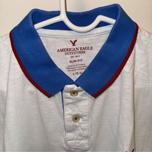 American Eagle Outfitters Men's White Slim Fit Polo T-Shirt - Picture 6 of 11